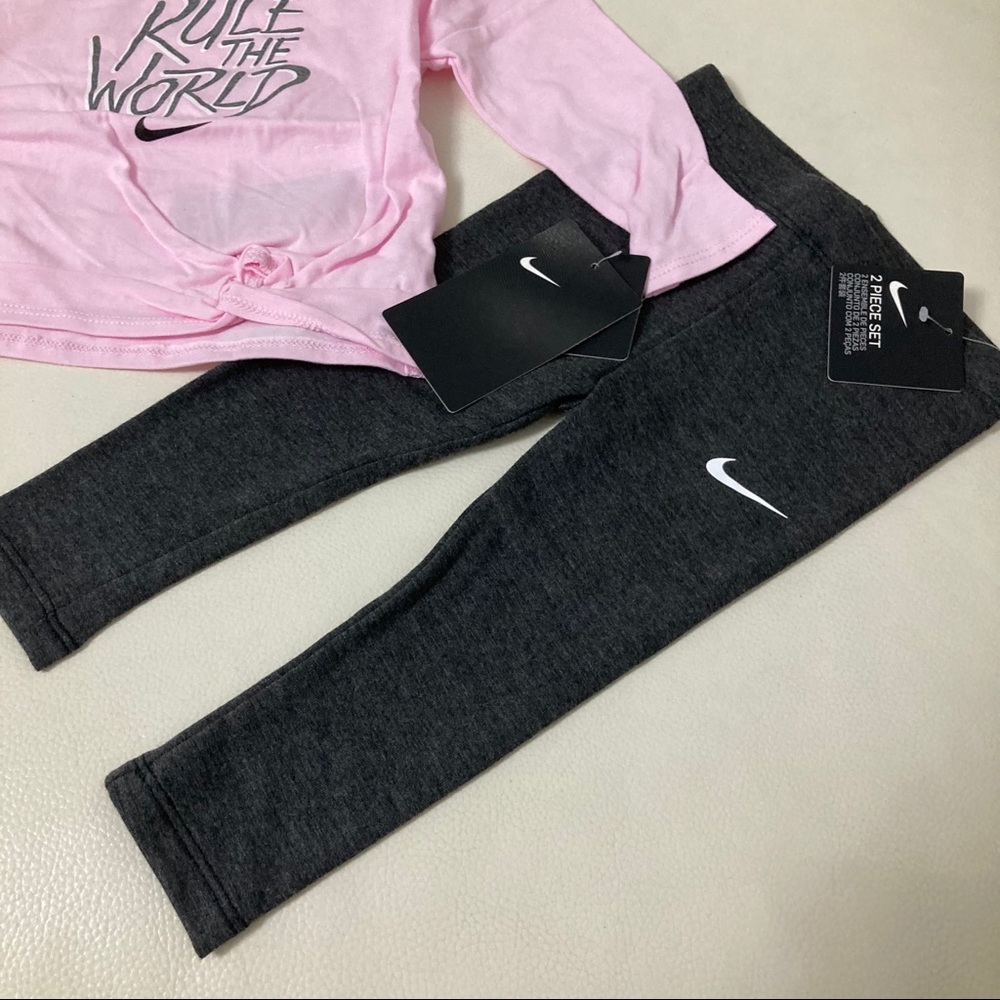 Nike baby girl cute pink run the world leggings set 4029 - Picture 3 of 8
